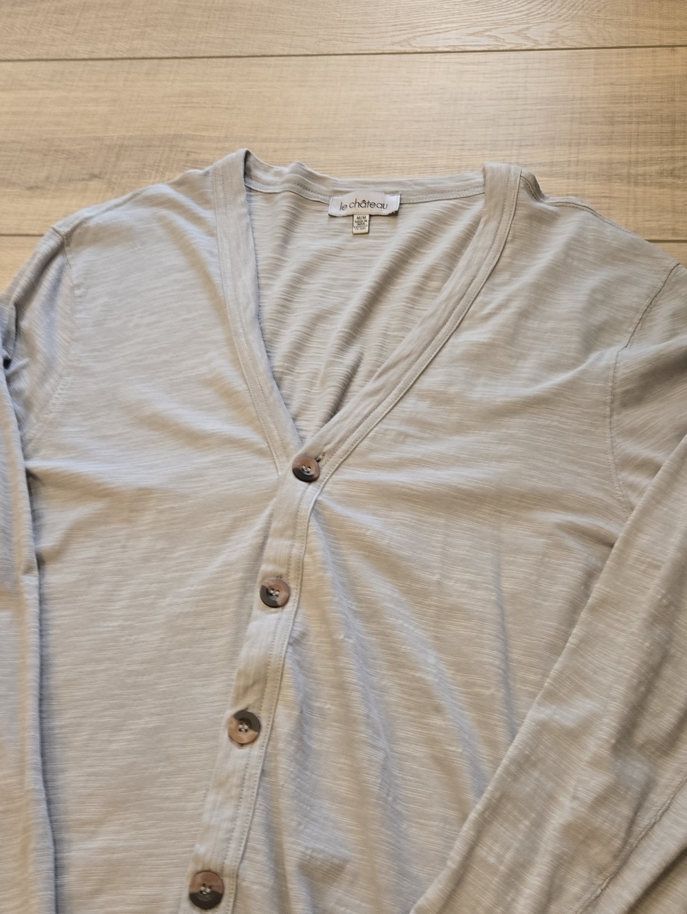 le chateau Light Gray V-Neck Button Cardigan